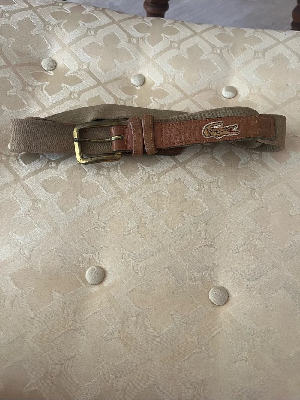 Lacoste Men’s Brown Leather-Trim Canvas Belt